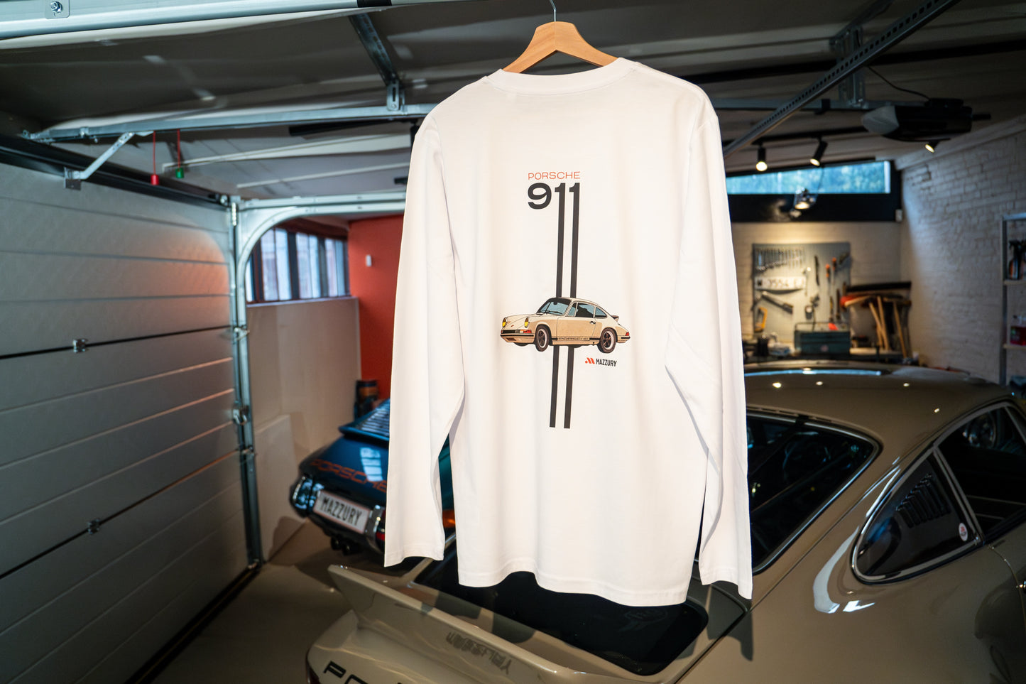 Porsche print - Langærmet Hvid