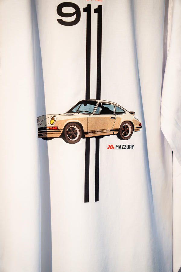 Porsche print - Long sleeve White