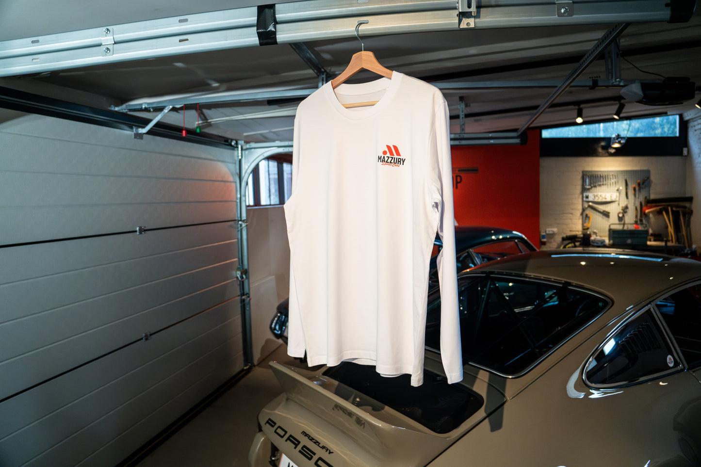 Porsche print - Langærmet Hvid