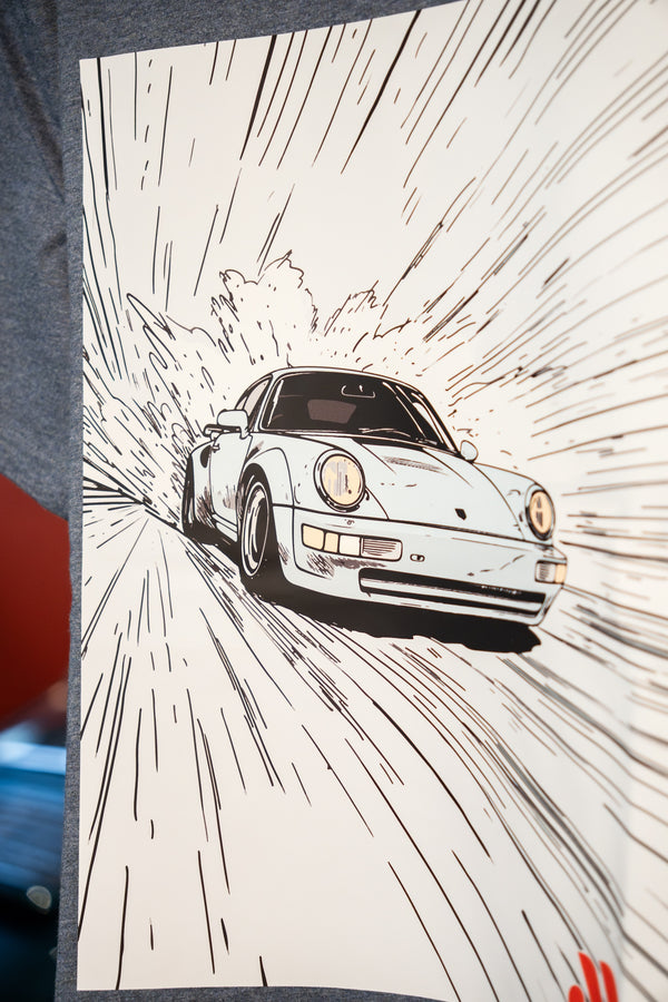 964 Turbo ryg print - T-Shirt Grå